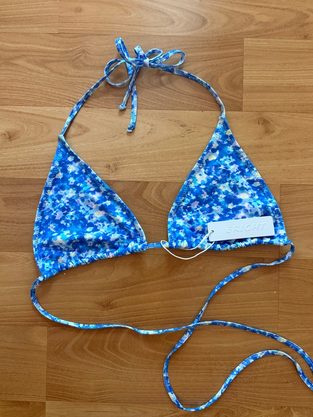 NWT - BRIGHT Swimwear - Melody Top (Aqua Floral) Floral Triangle Bikini Top